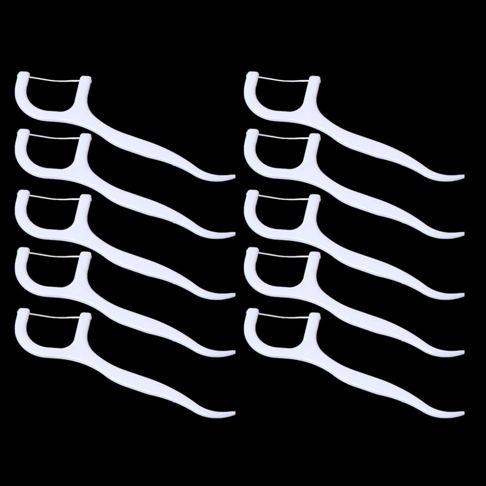 50pcs Dental Floss Flosser Bleaching Picks Toothpicks Teeth Stick Interdental Brush Tooth Cleaning Dental Floss Pick Oral Care White 50 Pieces/pack