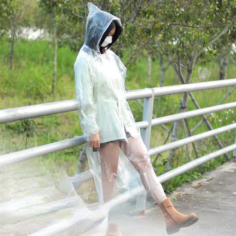 5pcs/lot Portable Raincoat Women Men Outdoor Rainwear Waterproof Disposable Camping Hiking Hooded Ponchos Rain Cover Travel Accessories