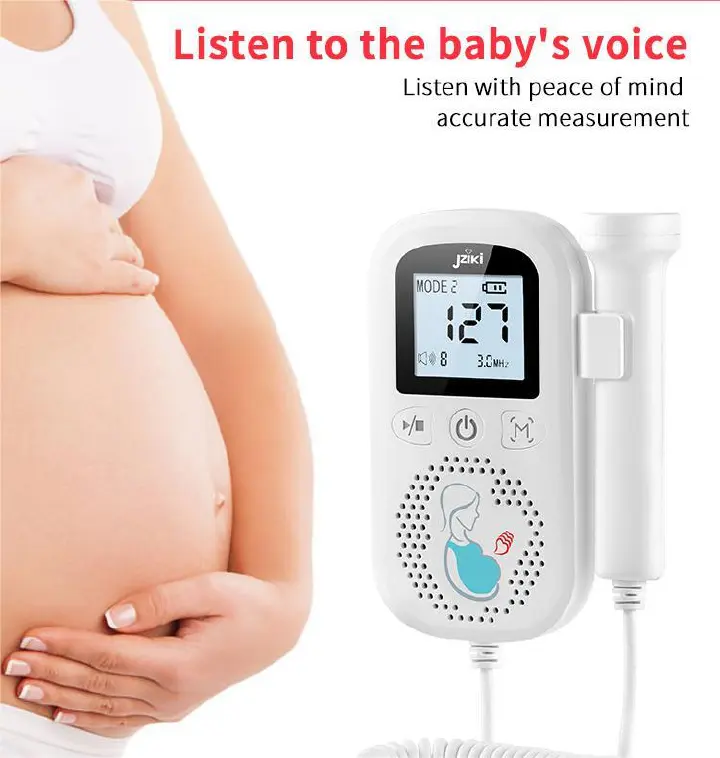 Jziki Fetal Heart Doppler Fetal Portable for Pregnant Pocket Baby Heartbeat Monitor Baby Heart Beat Detector for Medical Care for home daily check Maternity Prenatal Monitoring Devices