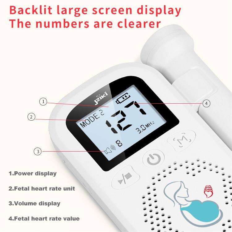 Jziki Fetal Heart Doppler Fetal Portable for Pregnant Pocket Baby Heartbeat Monitor Baby Heart Beat Detector for Medical Care for home daily check Maternity Prenatal Monitoring Devices