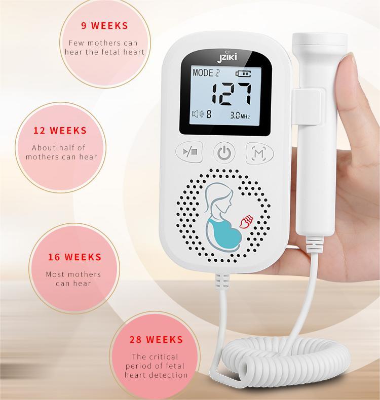 Jziki Fetal Heart Doppler Fetal Portable for Pregnant Pocket Baby Heartbeat Monitor Baby Heart Beat Detector for Medical Care for home daily check Maternity Prenatal Monitoring Devices