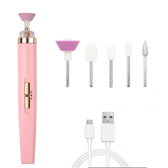 Electric Nail Drill Machine Nail Grinder Polishing Machine Portable Mini Electric Manicure Art Pen Tools For Gel Removal 1 Set Pink