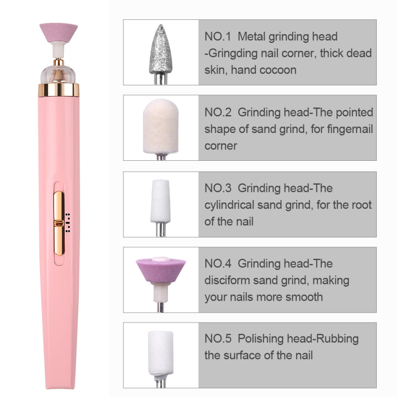 Electric Nail Drill Machine Nail Grinder Polishing Machine Portable Mini Electric Manicure Art Pen Tools For Gel Removal 1 Set