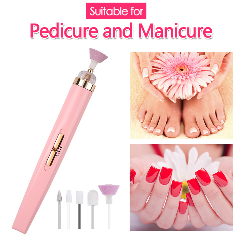 Electric Nail Drill Machine Nail Grinder Polishing Machine Portable Mini Electric Manicure Art Pen Tools For Gel Removal 1 Set