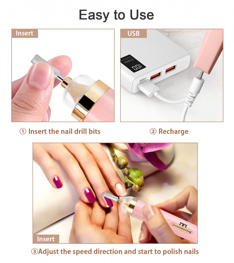 Electric Nail Drill Machine Nail Grinder Polishing Machine Portable Mini Electric Manicure Art Pen Tools For Gel Removal 1 Set