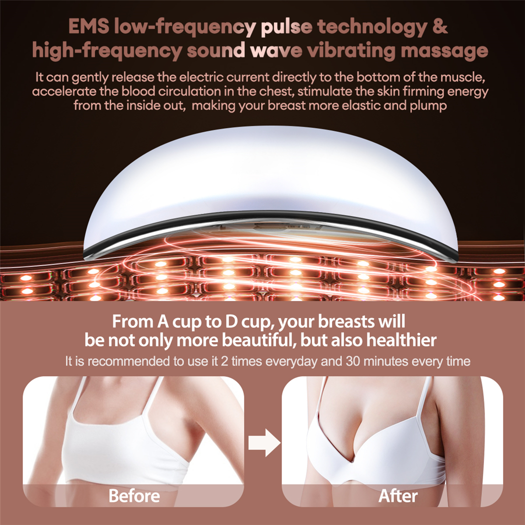 New Arrival Electric Breast Massager EMS Pulse Bust Lift Enhancer Wireless Sonic Vibration Breast Enlargement Bra Anti-Chest Sagging Drain the lymph Dredge the Breast Firm The Breast