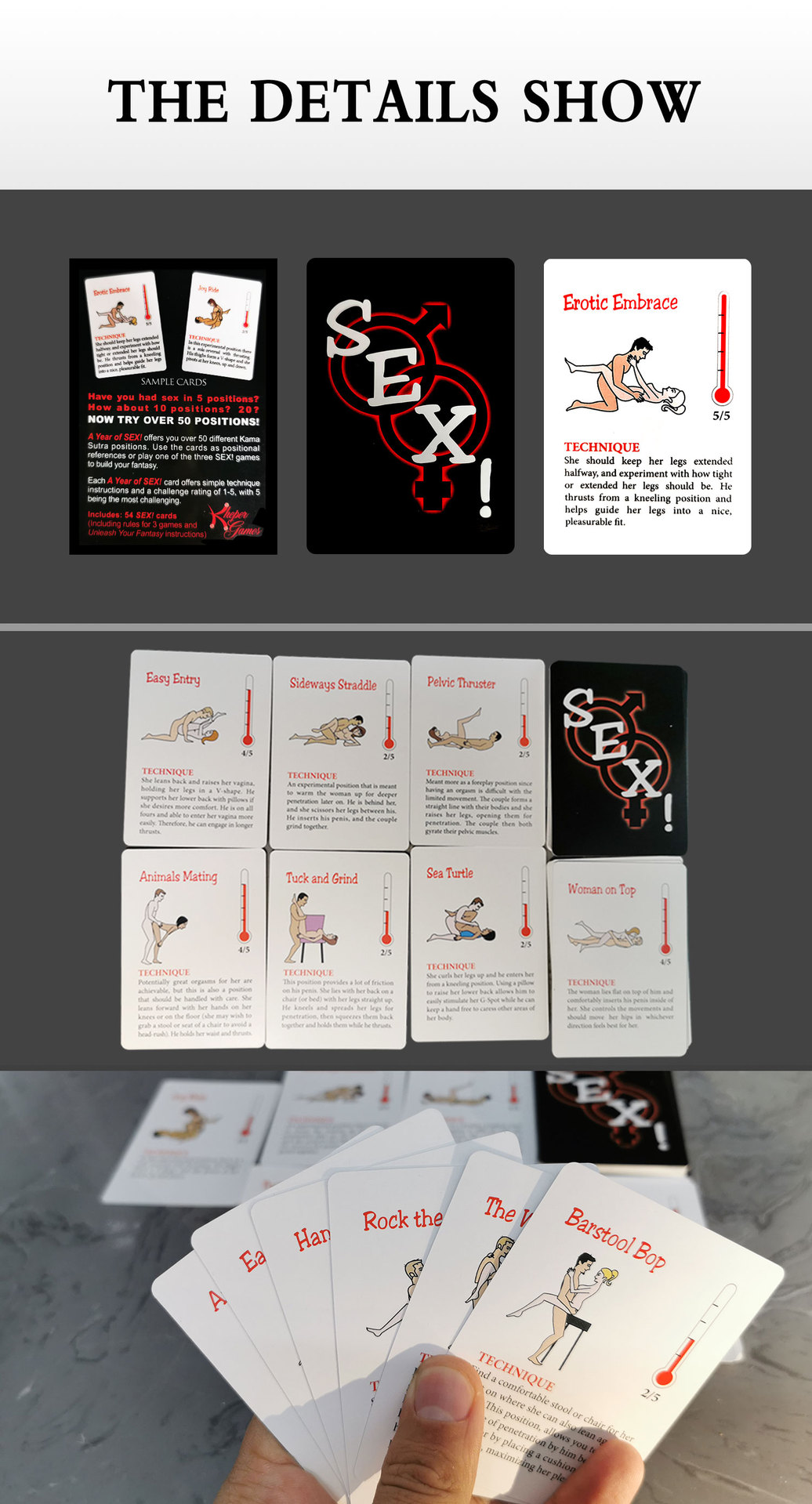 Fantasies Possible Sexual Positions Playing A Year Of Sex for Adult Sexy Game Cards Sets For Couple Sex Toys Cards collectible