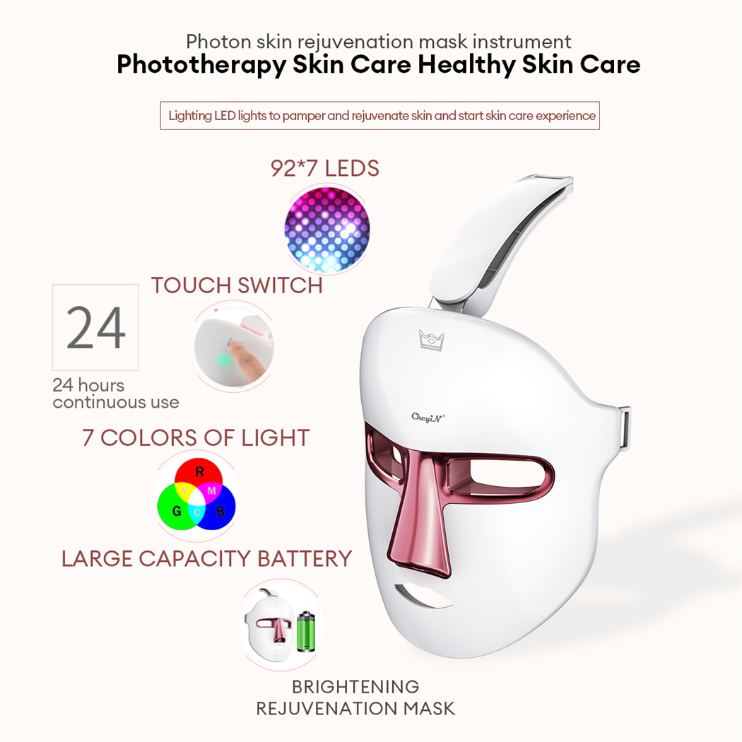 Cordless LED Photon Face Mask Light Therapy Acne Remover Wireless Facial Beauty Mask LED Treatment Skin Rejuvenation Tool