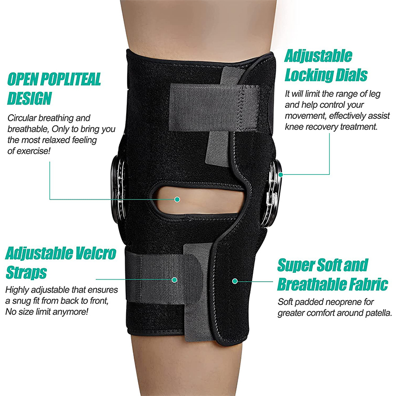 Professional Hinged Knee Brace Adjustable Knee Support with Side Stabilizers of Locking Dials for Knee Pain Arthritis ACL PCL Meniscus Tear Sports Braces Medical Hinged Knee Orthosis
