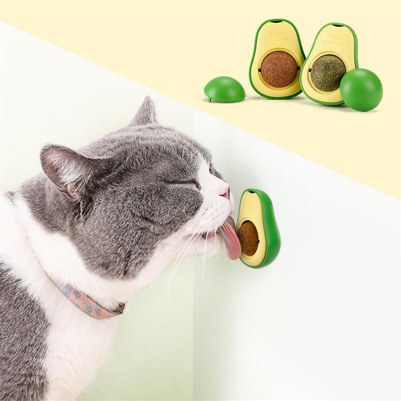 Avocado Catnip Wall Ball Cat Toys Catnip Edible Licking Balls Snack Healthy Rotatable Treats Toys Kitten Supplies Teeth Cleaning