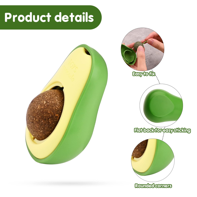 Avocado Catnip Wall Ball Cat Toys Catnip Edible Licking Balls Snack Healthy Rotatable Treats Toys Kitten Supplies Teeth Cleaning