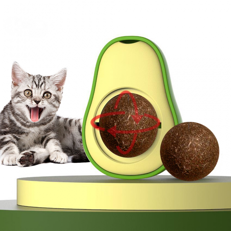 Avocado Catnip Wall Ball Cat Toys Catnip Edible Licking Balls Snack Healthy Rotatable Treats Toys Kitten Supplies Teeth Cleaning