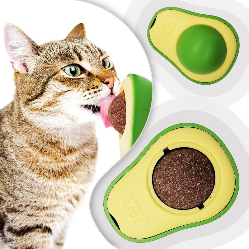 Avocado Catnip Wall Ball Cat Toys Catnip Edible Licking Balls Snack Healthy Rotatable Treats Toys Kitten Supplies Teeth Cleaning