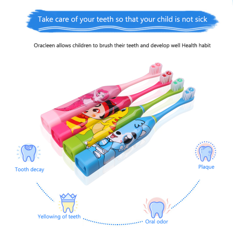 New Arrival Electric Automatic Children Ultrasonic Toothbrush Creative Cartoon Mini Round Brush With replaceable toothbrush heads