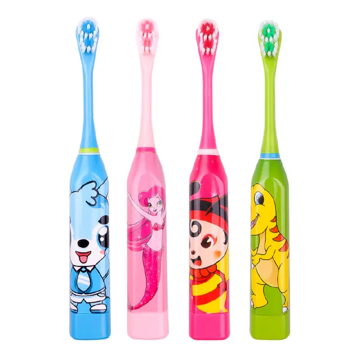 Creative Cartoon Electric Children's Toothbrush Ultrasonic Automatic  Mini Round Brush With replaceable toothbrush heads