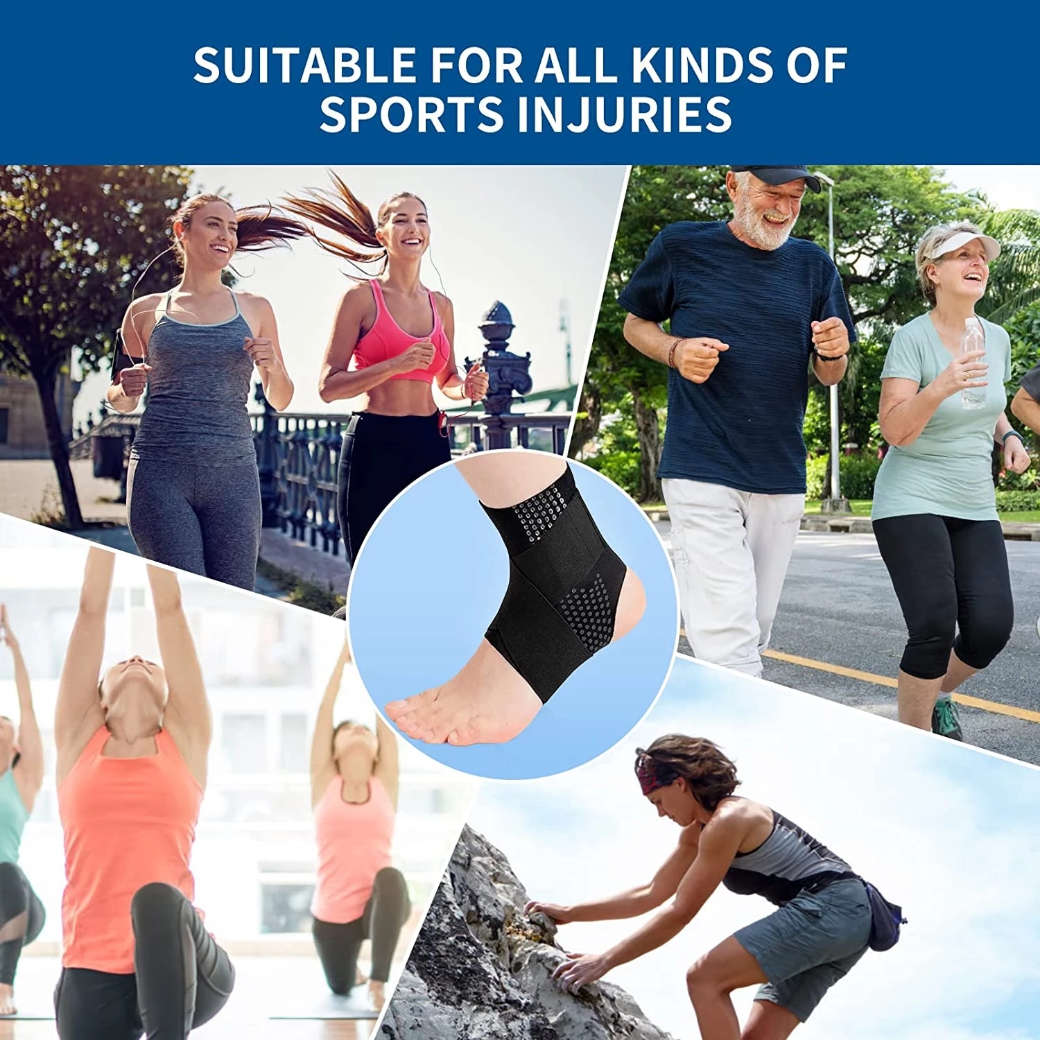 1Pc Adjustable Ankle Support Compression Ankle Brace Protector for Running Soccer Basketball Knitted Gym Bandage Ankle Strap