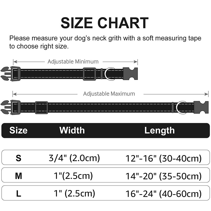 Reflective Dog Collar Soft Padded Breathable Pet Collar Adjustable for Small Medium Large Dog Polyester Pet Rope