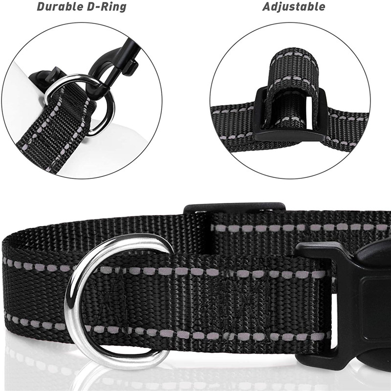 Reflective Dog Collar Soft Padded Breathable Pet Collar Adjustable for Small Medium Large Dog Polyester Pet Rope