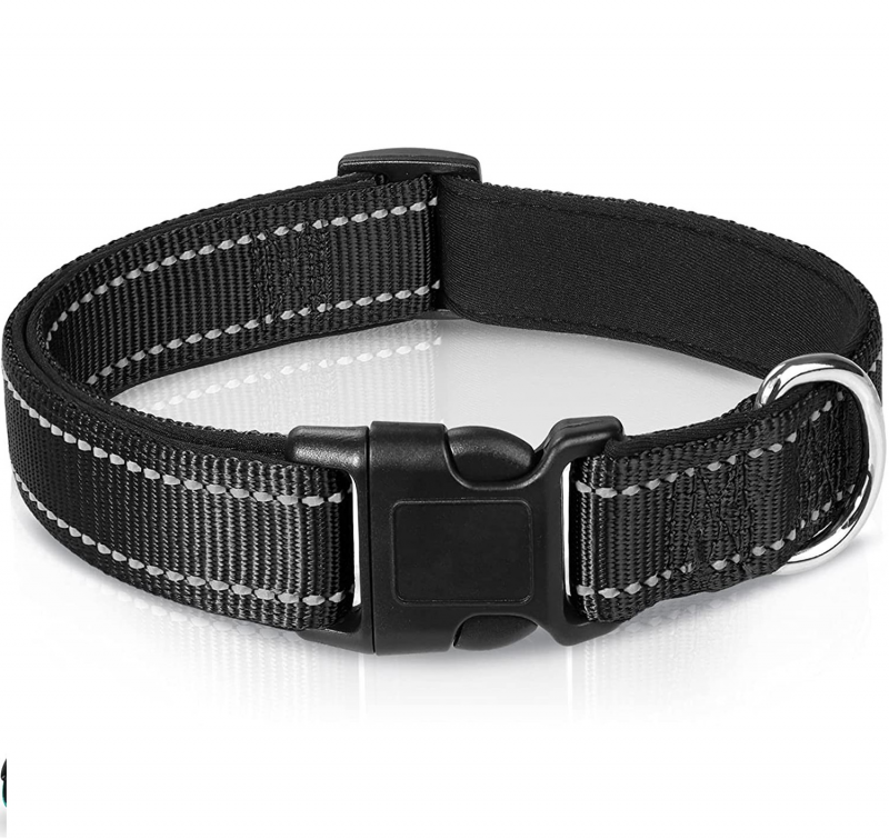 Reflective Dog Collar Soft Padded Breathable Pet Collar Adjustable for Small Medium Large Dog Polyester Pet Rope