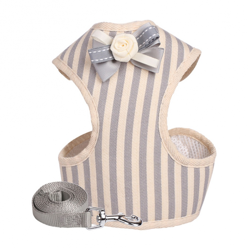 Pet Harness Tuxedo Style with Leash Adjustable Dog Harness Leash Stripe Design Breathable Material
