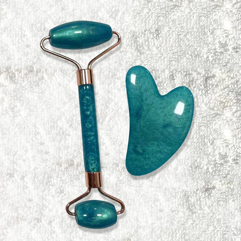 2pcs/lot Glitter Gua Sha Roller Massager for face Neck Eye Resin Facial Roller Beauty Skin Care Guasha Scraping Board Relaxing Body Tools