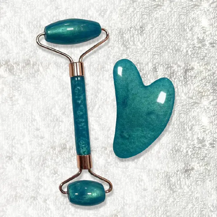 2pcs/lot Glitter Gua Sha Roller Massager for face Neck Eye Resin Facial Roller Beauty Skin Care Guasha Scraping Board Relaxing Body Tools