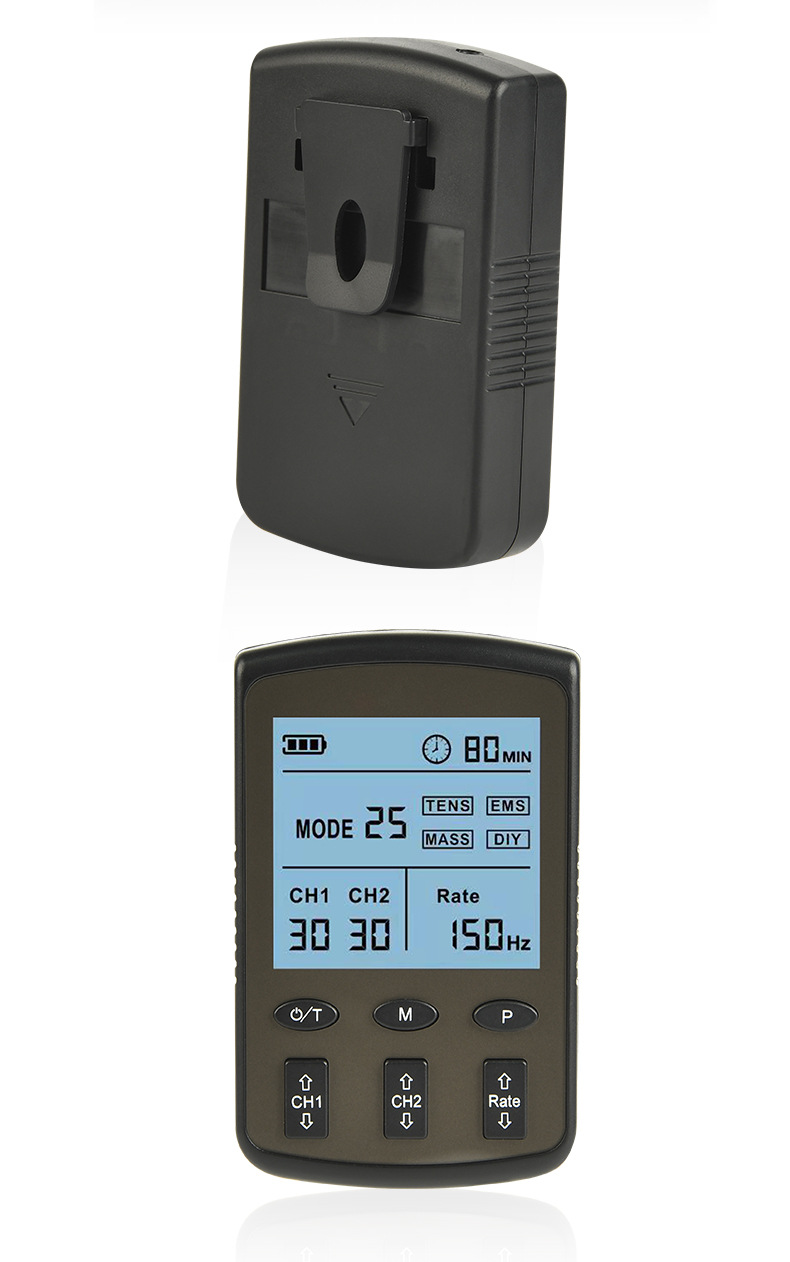 25 Modes 2 Output Electric EMS TENS MASS Machine Muscle Stimulator with Electrode Pads Health Care Prevent muscle atrophy