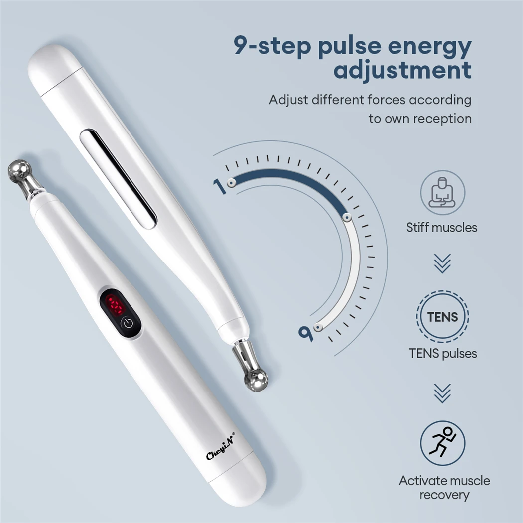 Electric Pulse Acupuncture Pen Neck Leg Face Foot Massager Microcurrent Pulses Massager Pain Relief Meridian Energy Pen Set for Body Relaxation Foot Health
