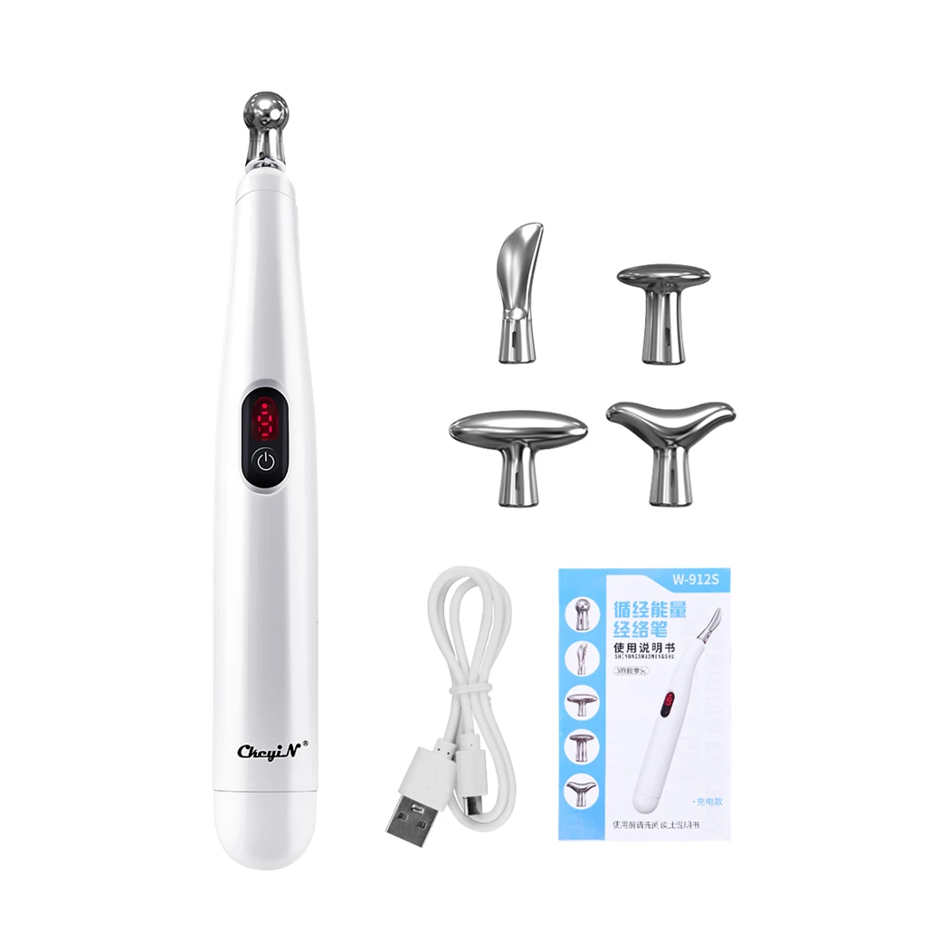 Electric Pulse Acupuncture Pen Neck Leg Face Foot Massager Microcurrent Pulses Massager Pain Relief Meridian Energy Pen Set for Body Relaxation Foot Health