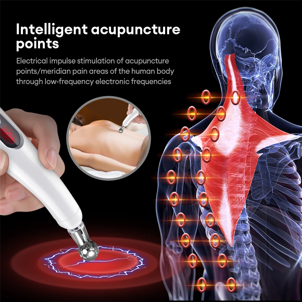 Electric Pulse Acupuncture Pen Neck Leg Face Foot Massager Microcurrent Pulses Massager Pain Relief Meridian Energy Pen Set for Body Relaxation Foot Health