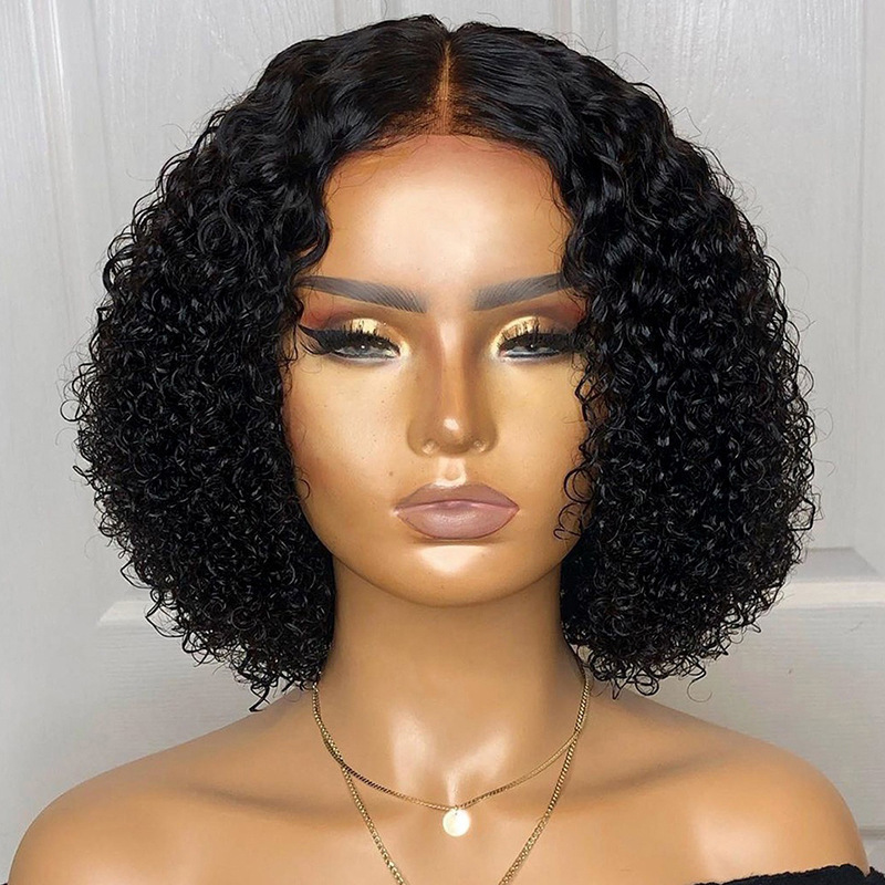 lady black wig curly medium short hair fashion high quality  hair small curly head cover 13.8 inch