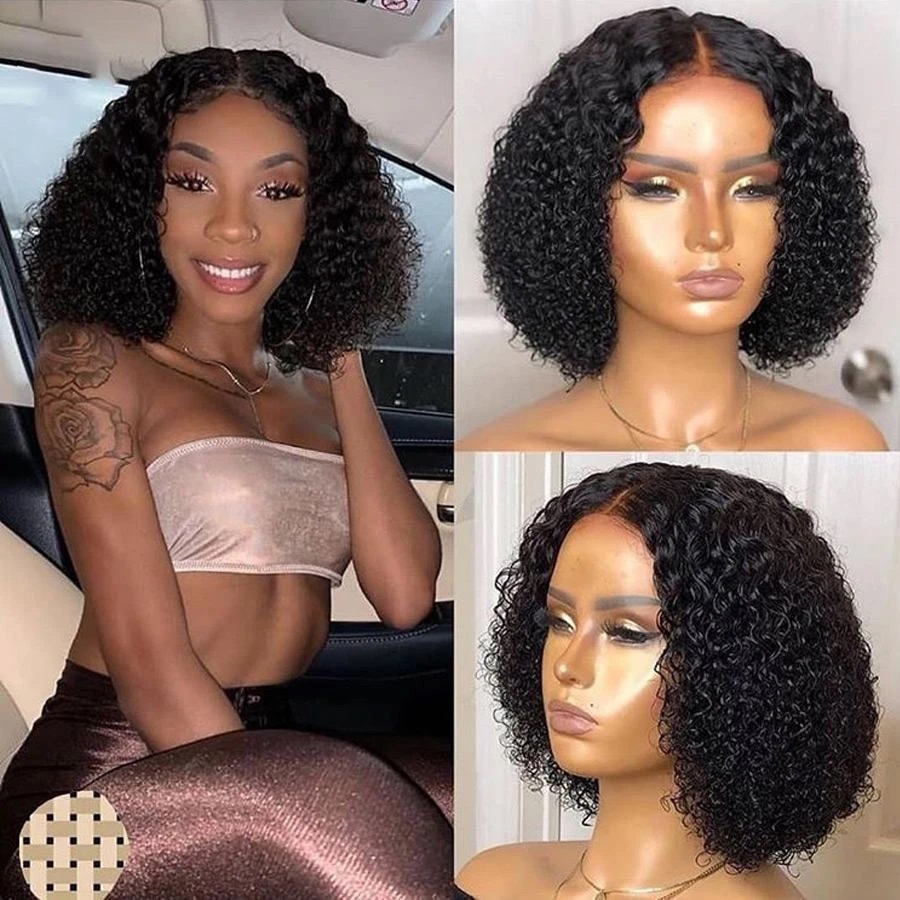 lady black wig curly medium short hair fashion high quality  hair small curly head cover 13.8 inch
