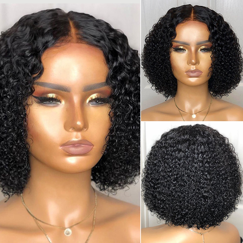 lady black wig curly medium short hair fashion high quality  hair small curly head cover 13.8 inch