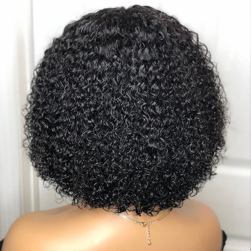 lady black wig curly medium short hair fashion high quality  hair small curly head cover 13.8 inch