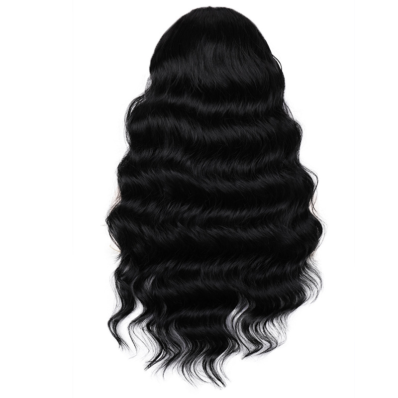 Wig women&apos;s ice ribbon long curl head cover water ripple high temperature silk