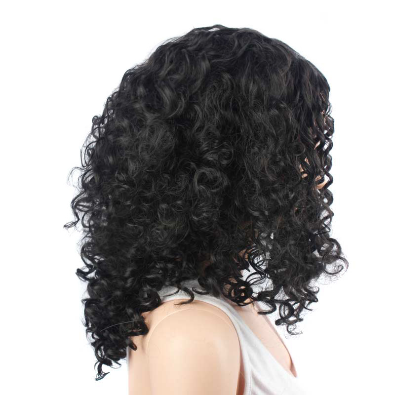 Bouncy Curly Human Hair Wigs Brazilian Remy Human Hair Top Wig With Bangs Glueless For Black Women