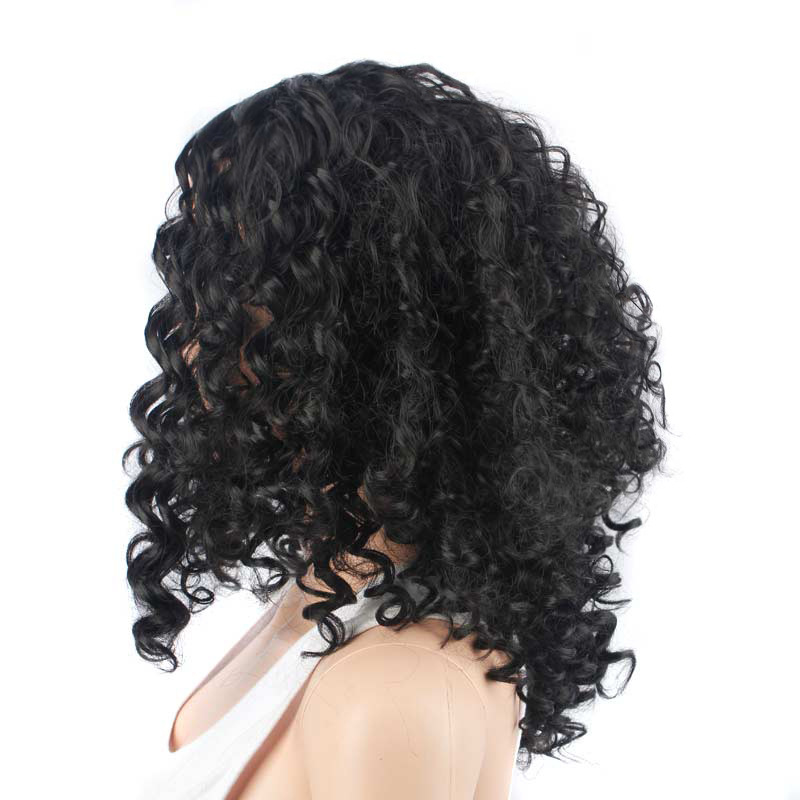 Bouncy Curly Human Hair Wigs Brazilian Remy Human Hair Top Wig With Bangs Glueless For Black Women