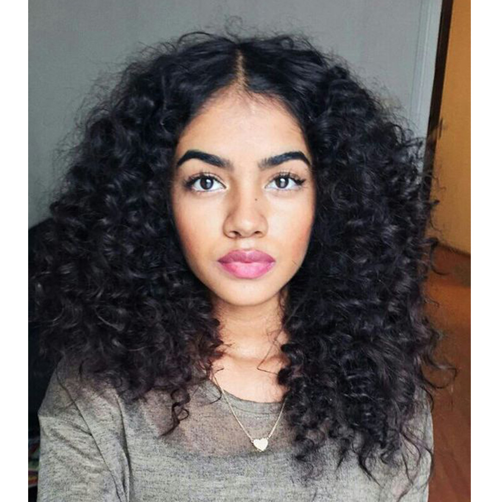 Bouncy Curly Human Hair Wigs Brazilian Remy Human Hair Top Wig With Bangs Glueless For Black Women