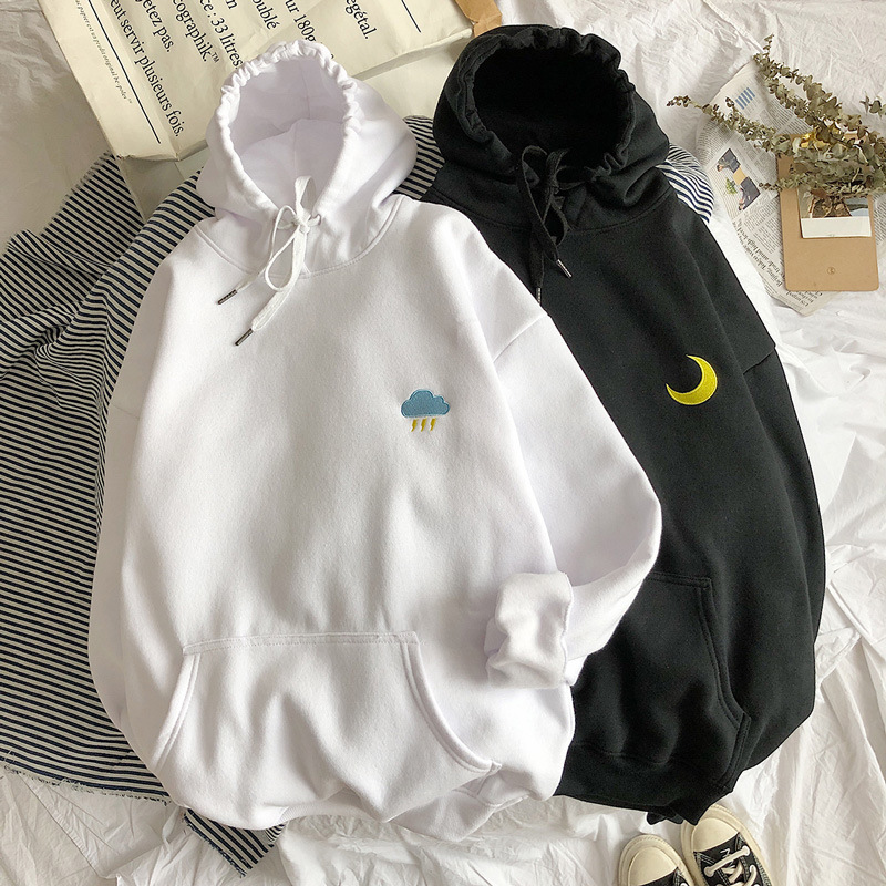 plus size Fashion embroidered sweater lady&apos;s hooded casual coat lady Sports style Sweater