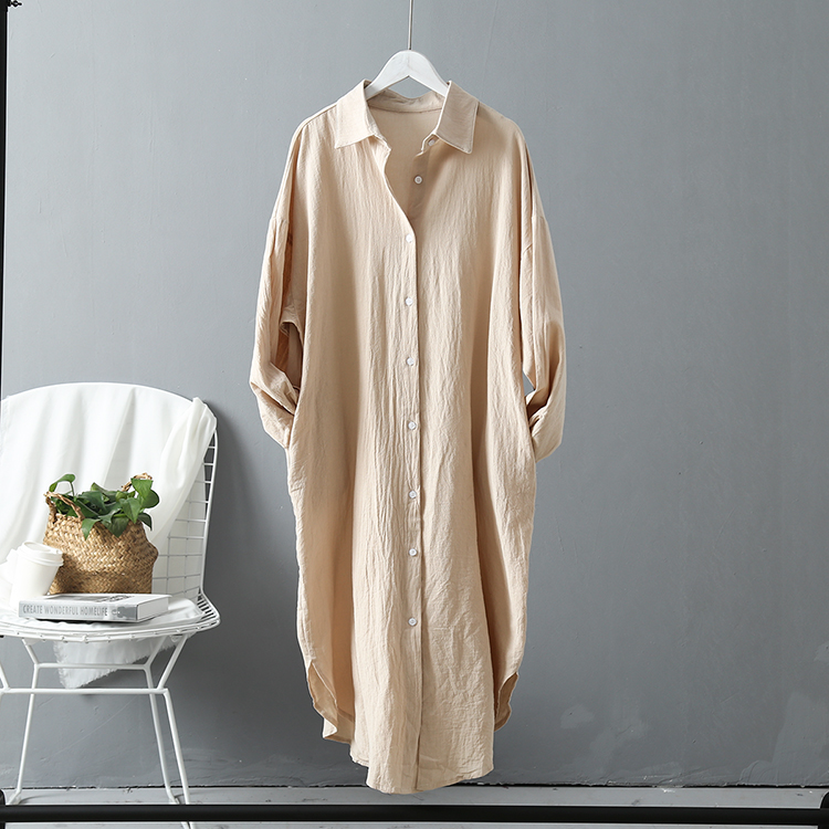 Woman Long Shirt Dress Cotton Clothing White Boho Beach Big Maxi Blue 2021 Oversized Pure Dresses