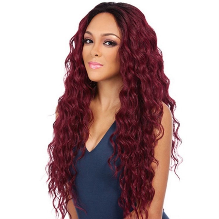 24 inch women&apos;s long curly wig African head set chemical fiber high temperature silk