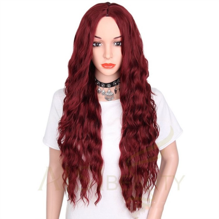 24 inch women&apos;s long curly wig African head set chemical fiber high temperature silk