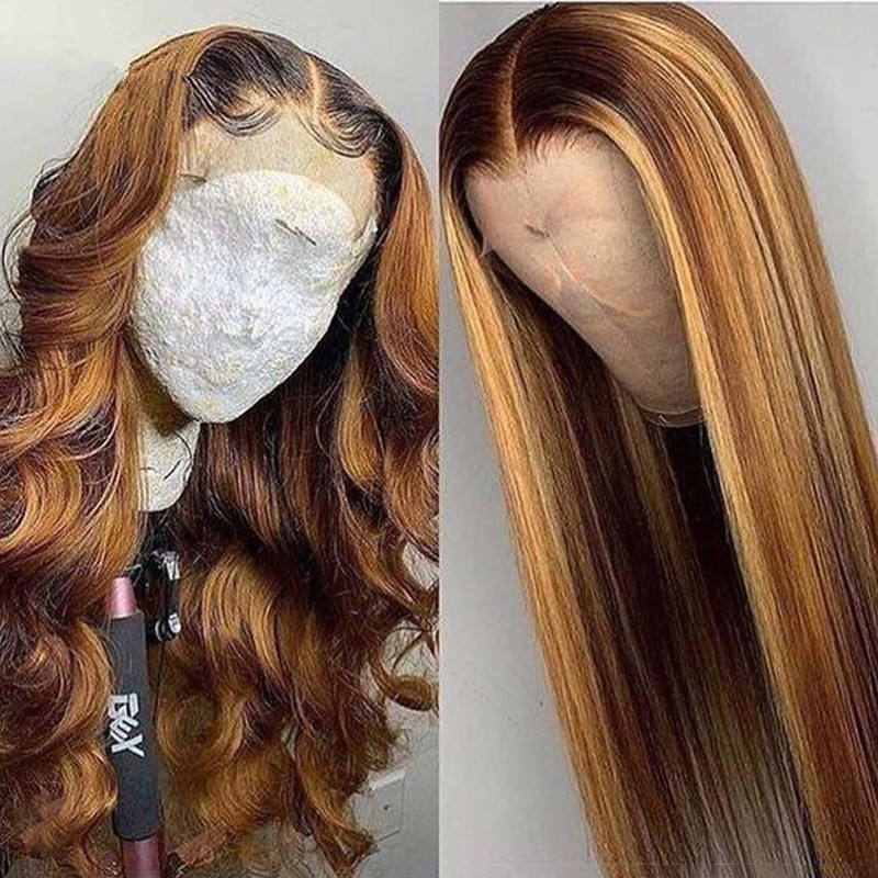 Fashion wig women&apos;s gradient long straight hair rose net chemical fiber Headcover