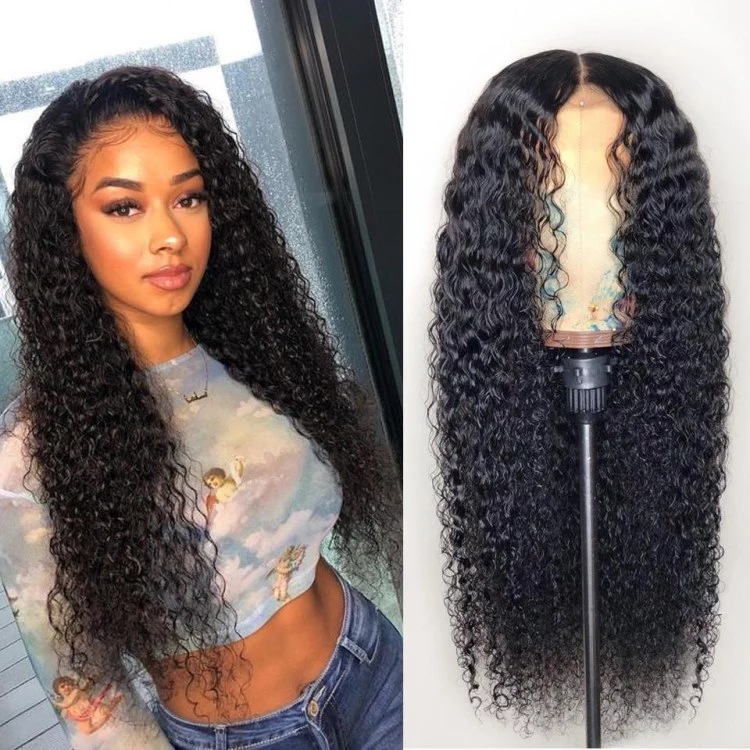 Long curly hair African small curly hair black modeling whole wig women's fashion medium split long curly hair full head cover 65cm