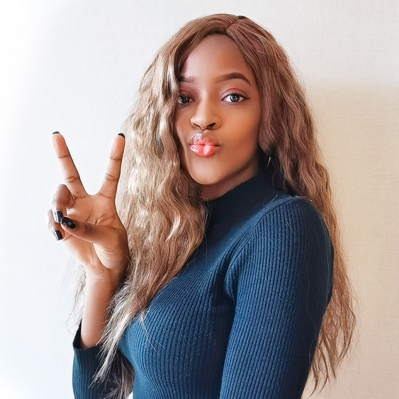 24 inch women&apos;s long curly wig African head set chemical fiber high temperature silk