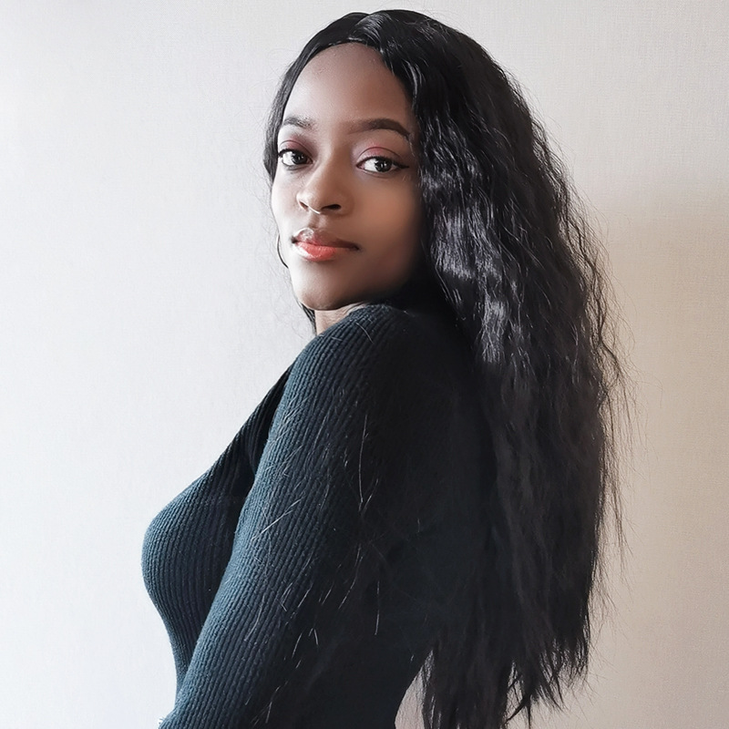 24 inch women&apos;s long curly wig African head set chemical fiber high temperature silk