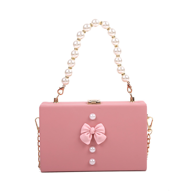 Female bag pearl bowknot handbag Korean version new ladies small square bag foreign trade box bag