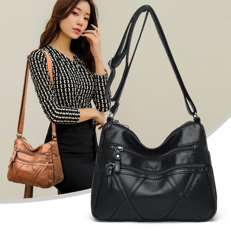 High Quality Women&apos;s Soft Leather Shoulder Bags Multi-Layer Classic Crossbody Bag Luxury Capacity soft leather fashion versatile atmosphere Single Shoulder Messenger Bag
