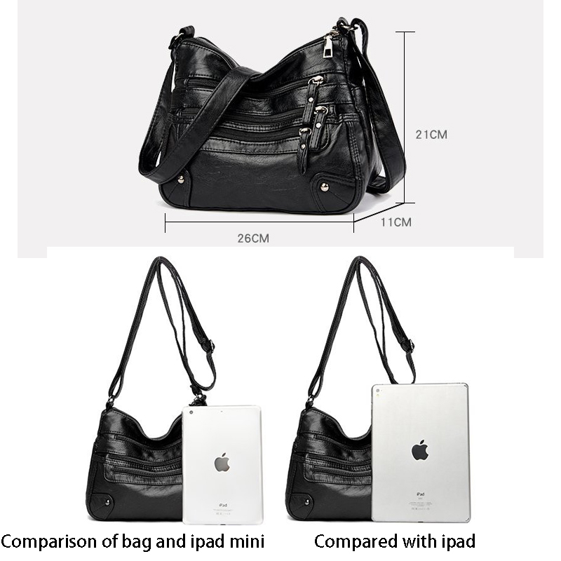 High Quality Women&apos;s Soft Leather Shoulder Bags Multi-Layer Classic Crossbody Bag Luxury Capacity soft leather fashion versatile atmosphere Single Shoulder Messenger Bag
