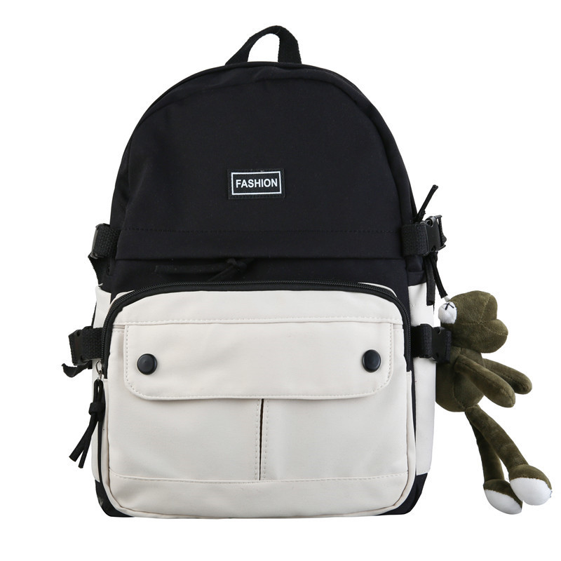 Women's Korean high school super light large capacity backpack women's lovely travel new ins wind backpack canvas schoolbag women's small fresh contrast color Backpack